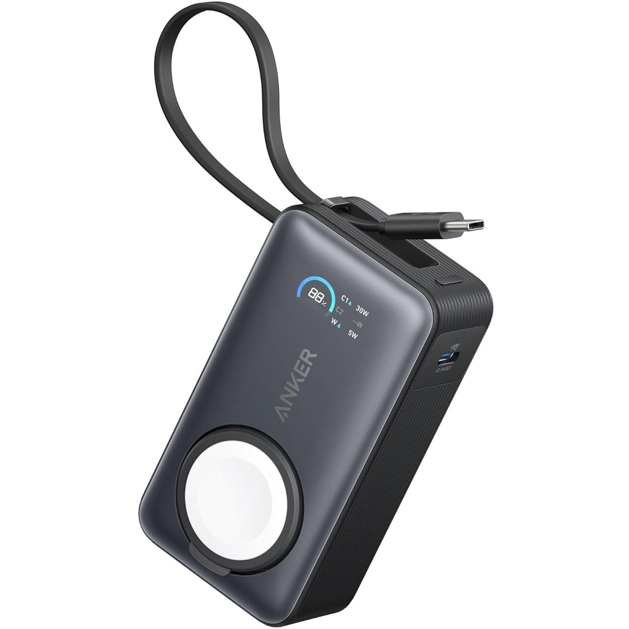 Externá batéria Anker MagGo, 10000 mAh, 35 W, PD + QI, 1 x QI - 2 x USB-C, čierna A1657011