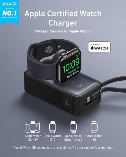 Externá batéria Anker MagGo, 10000 mAh, 35 W, PD + QI, 1 x QI - 2 x USB-C, čierna A1657011