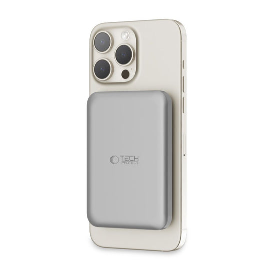 Tech-Protect PB10 LifeMag bezdrôtová externá batéria, 5000 mAh, 15 W, PD + FQI, 1 x QI - 1 x USB-C, sivá 