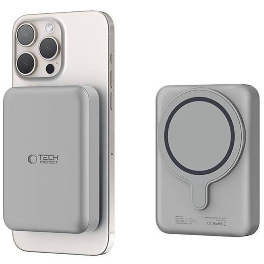 Tech-Protect PB11 LifeMag bezdrôtová externá batéria, 10000 mAh, 15 W, PD + FQI, 1 x QI - 1 x USB-C, sivá 