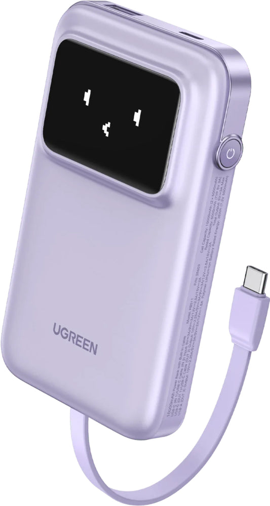 UGREEN PB511 Uno externá batéria, 10000mAh, 30W, QC + PD, 1 x USB-A - 2 x USB-C, fialová 