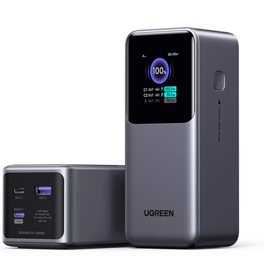 Externá batéria UGREEN PB721, 20000mAh, 130W, QC + PD, 1 x USB-A - 2 x USB-C, Sivá