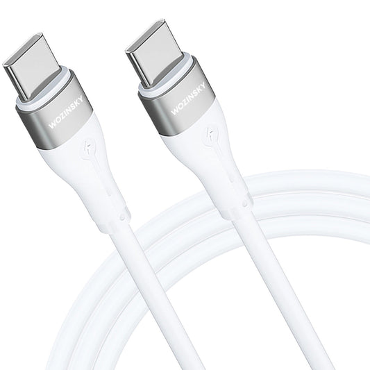 Nabíjací kábel USB-C - USB-C WZK WSTCC1, 65 W, 1 m, biely 