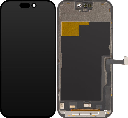 ZY dotykový displej pre Apple iPhone 15 Pro, s rámom, verzia s pohyblivým LCD displejom In-Cell IC, čierny 