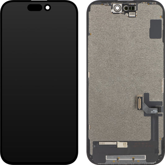 ZY dotykový displej pre Apple iPhone 15, s rámom, verzia s pohyblivým LCD displejom v bunke IC, čierny 