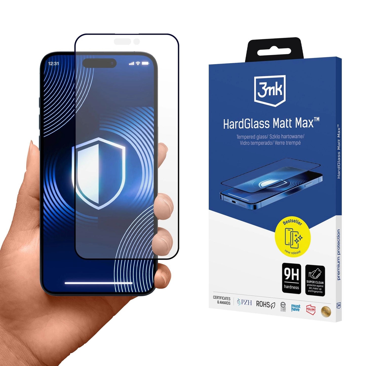 3MK HardGlass Matt Matt Max Screen Protector pre Apple iPhone 16 Pro Max, chránené sklo, plné lepidlo, čierna farba 