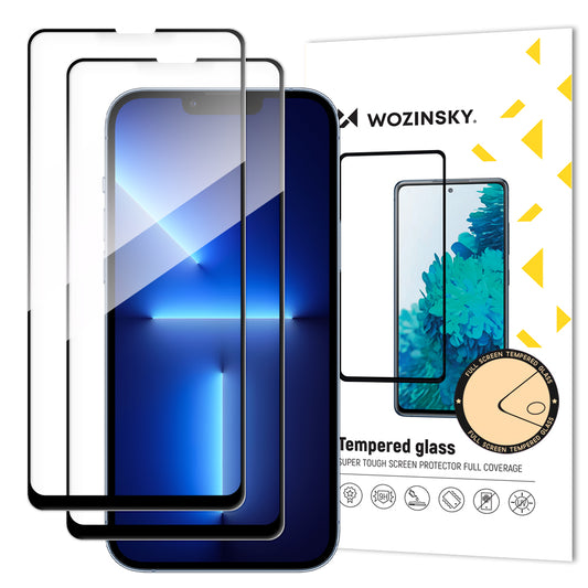 WZK Screen Protector pre Apple iPhone 16e / 14 / 13 Pro / 13, ochranné sklo, plne lepené, sada 2 ks, čierna