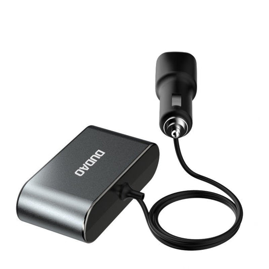 Dudao R1 Pro Predlžovací adaptér do cigaretového zapaľovača, 3 výstupy, 2 x USB-A, displej