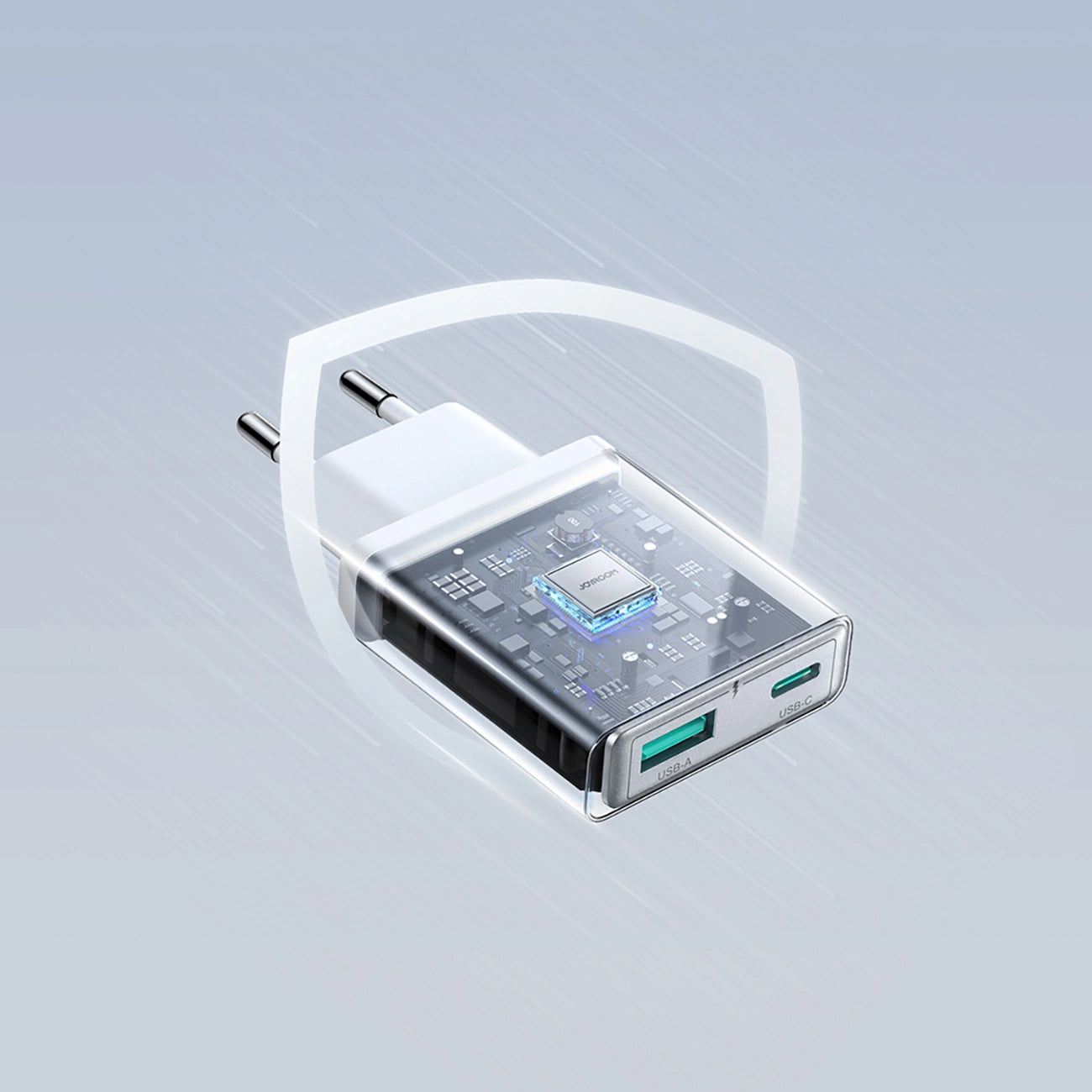 Network Charger Joyroom JR-TCF14, 20W, 3A, 1 x USB-A - 1 x USB-C, White 